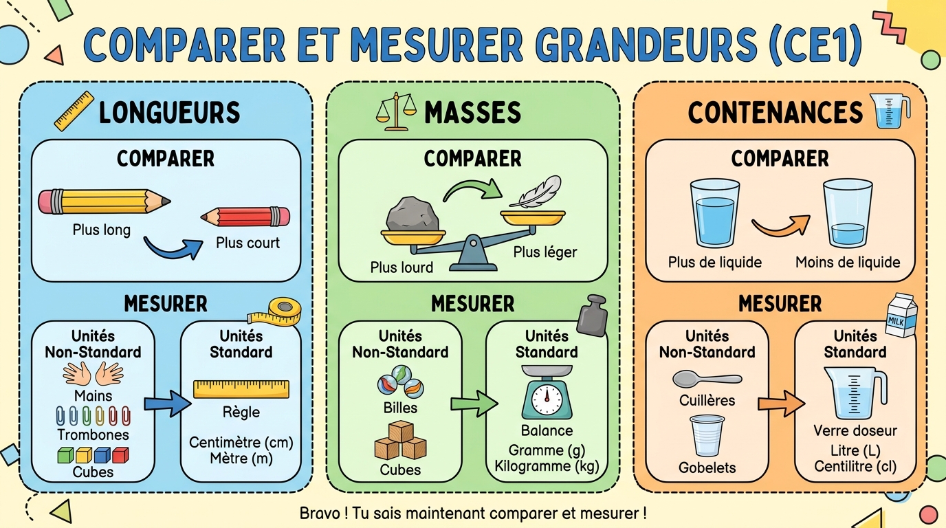 Comparer et Mesurer Grandeurs (Longueurs, Masses, Contenances)