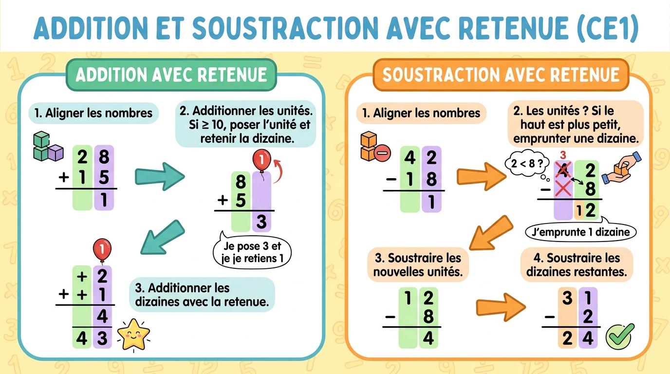 Addition et Soustraction avec Retenue