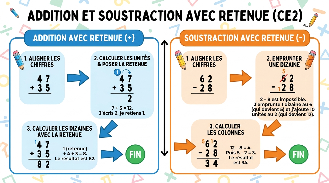 Addition et Soustraction avec Retenue
