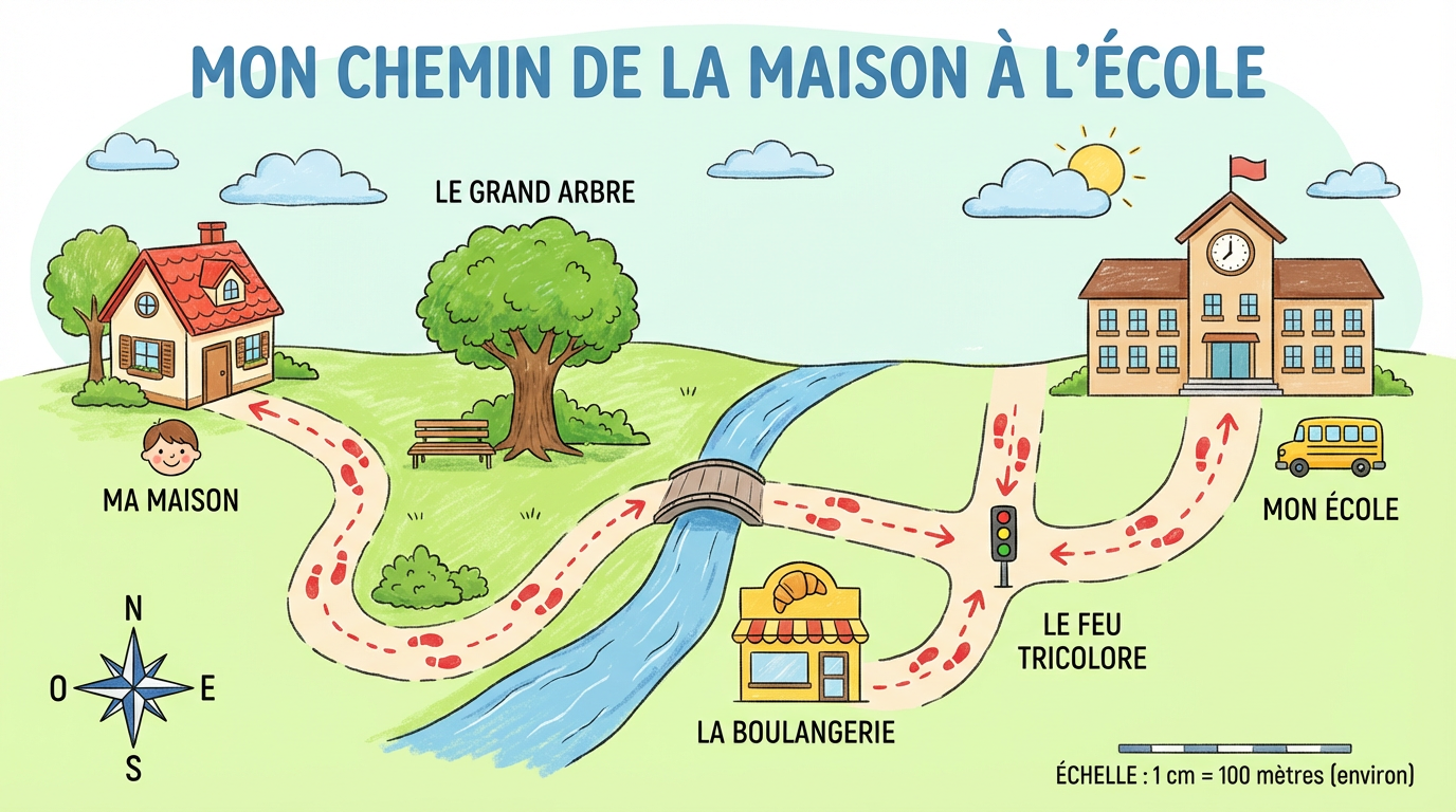 Mon chemin de la maison à l'école