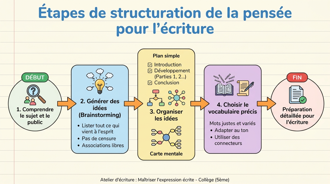 Étapes de structuration de la pensée pour l'écriture