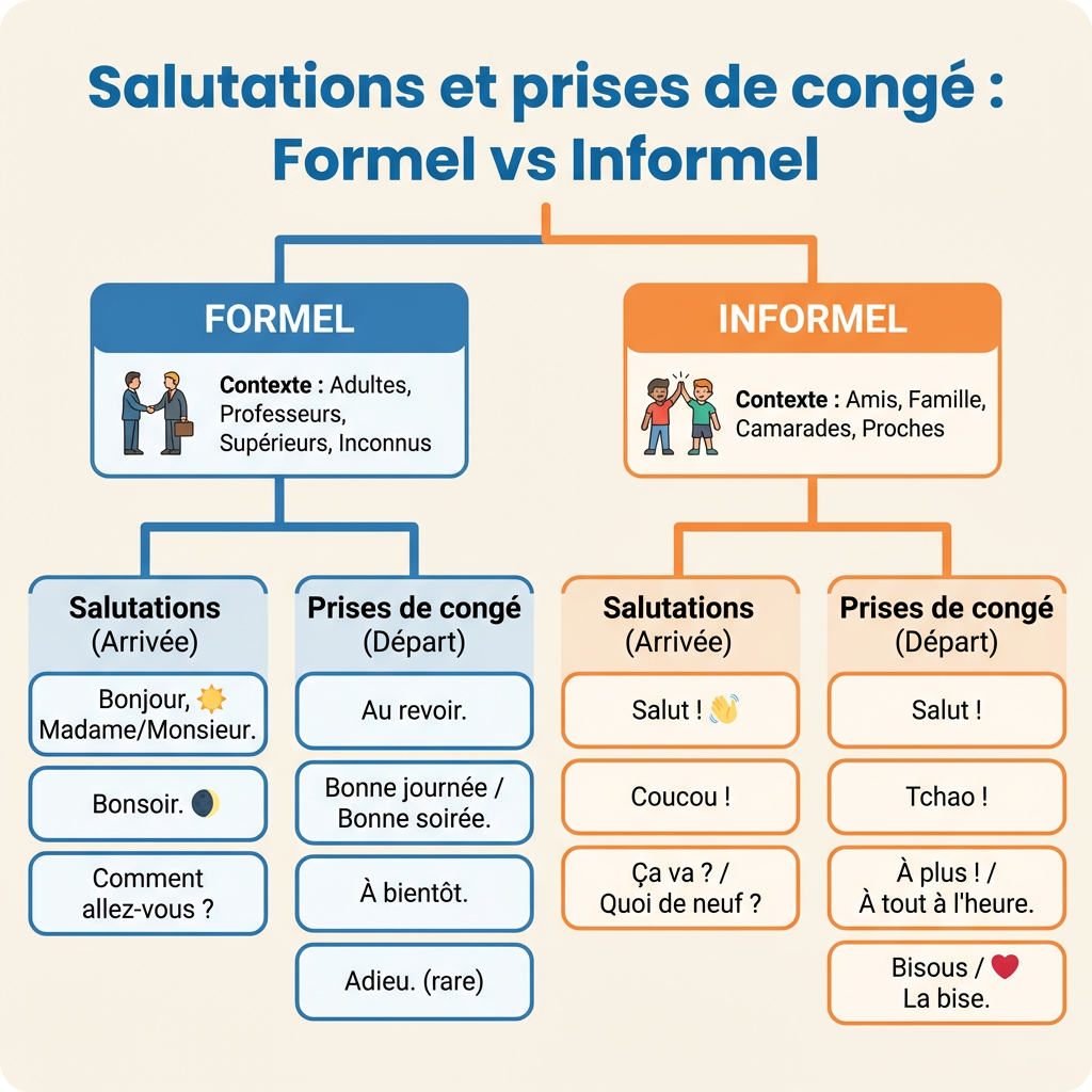 Salutations et prises de congé : Formel vs Informel