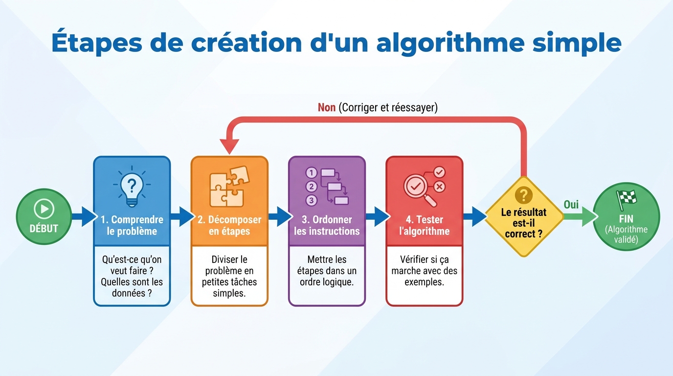 Étapes de création d'un algorithme simple