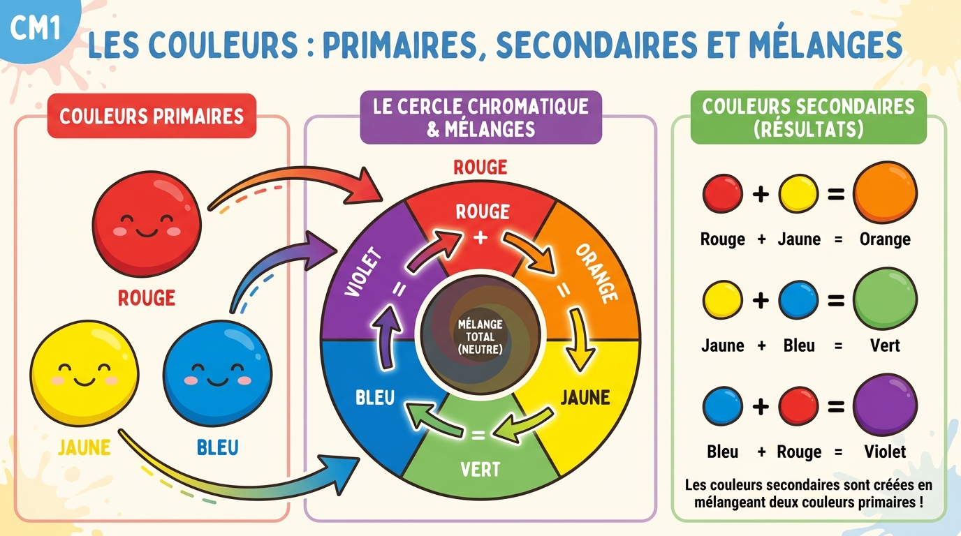 Les Couleurs Primaires, Secondaires et leurs Mélanges