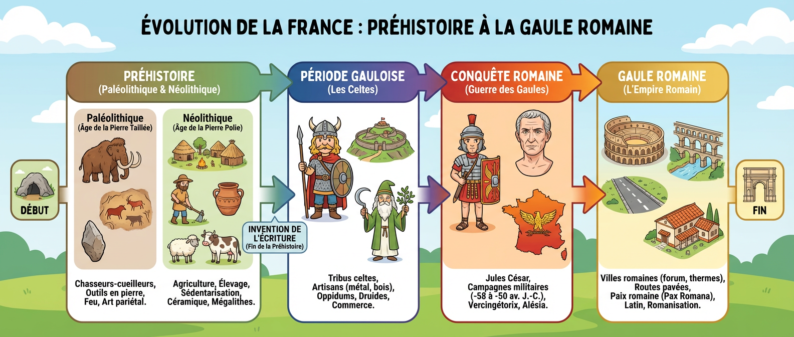 Évolution de la France : Préhistoire à la Gaule romaine
