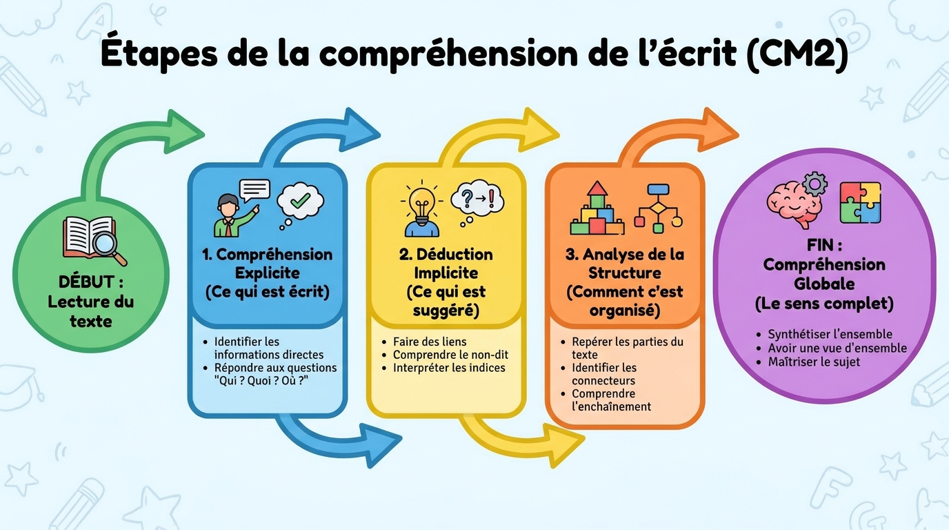 Étapes de la compréhension de l'écrit