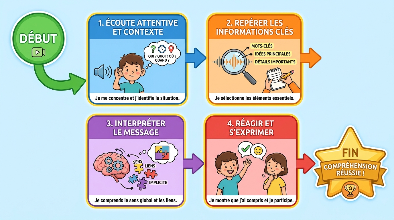 Étapes de la compréhension orale