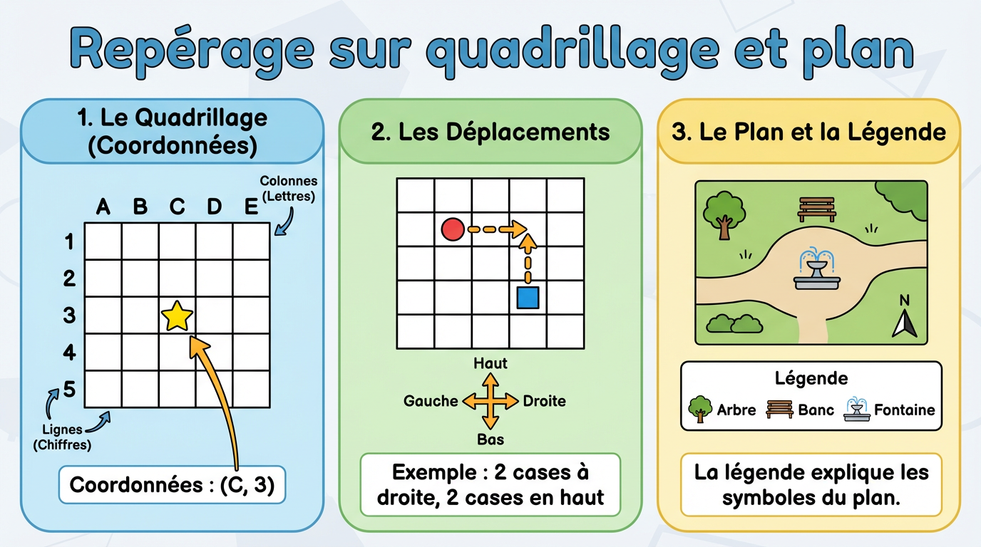 Repérage sur quadrillage et plan