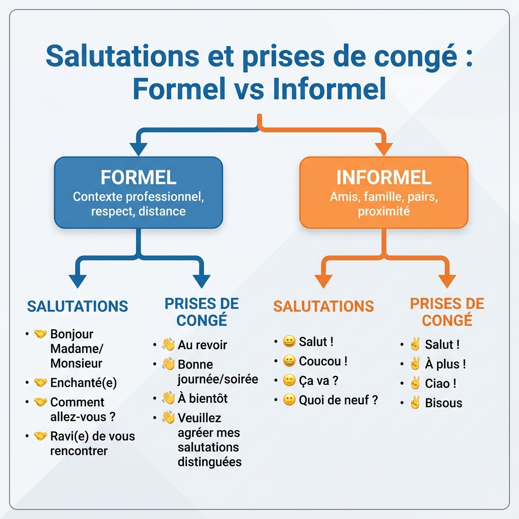 Salutations et prises de congé : Formel vs Informel