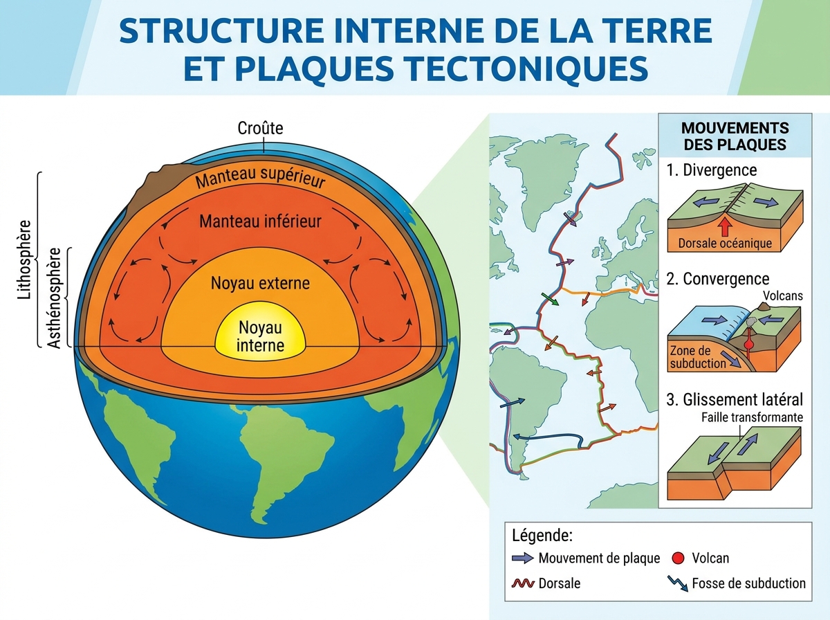 Structure interne de la Terre et plaques tectoniques
