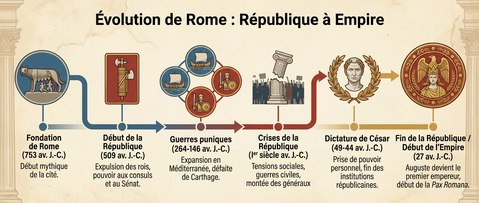Évolution de Rome : République à Empire