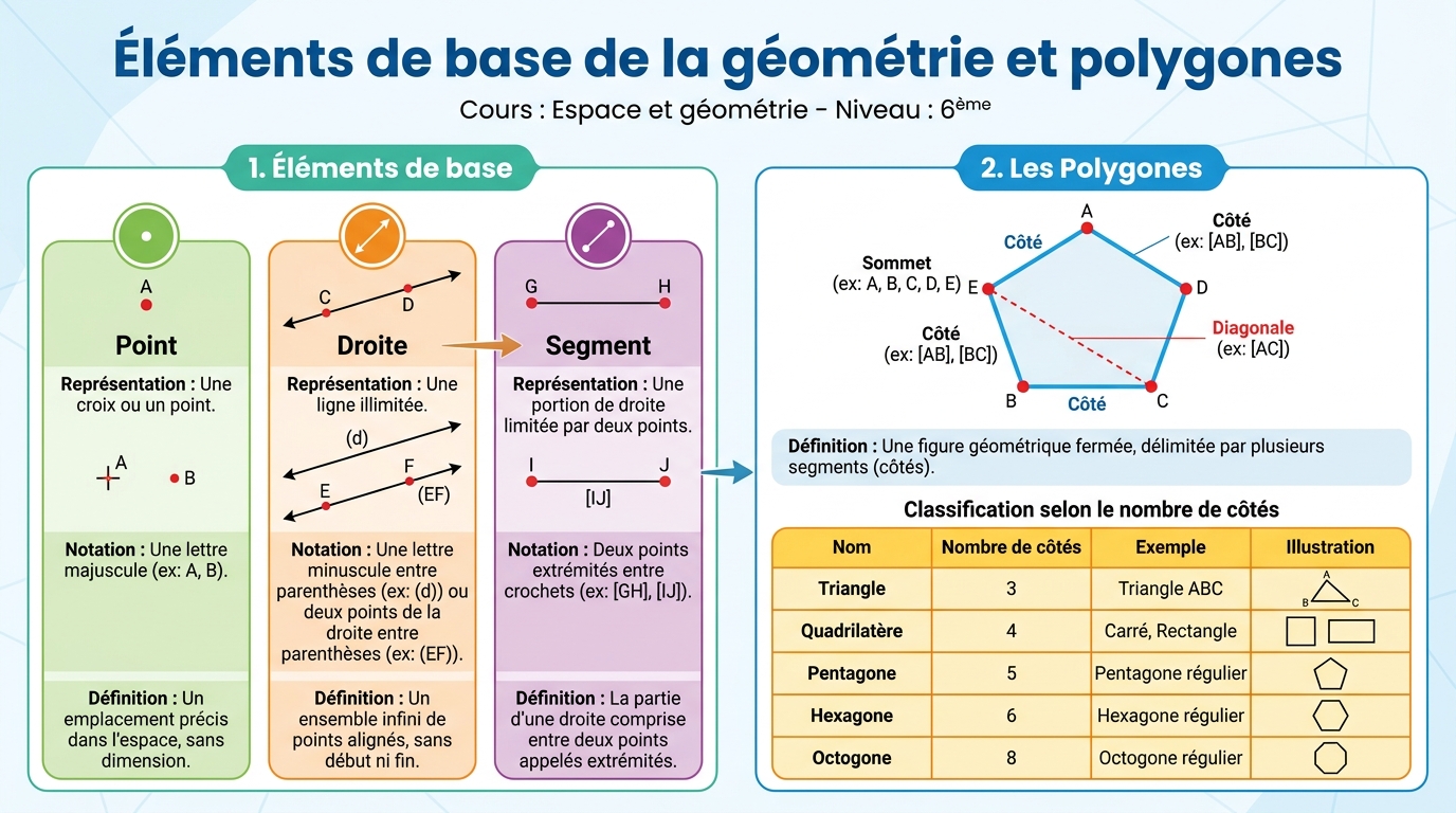 Éléments de base de la géométrie et polygones