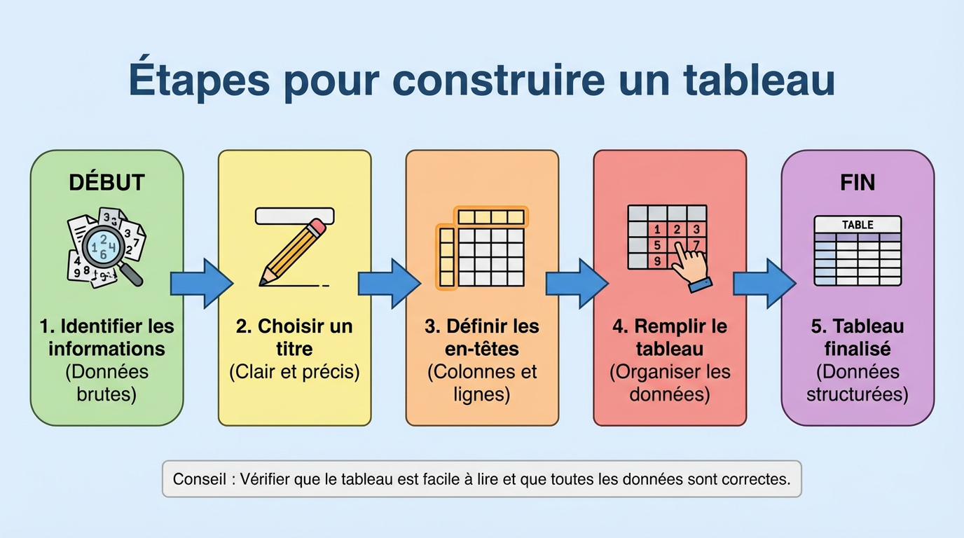 Étapes pour construire un tableau