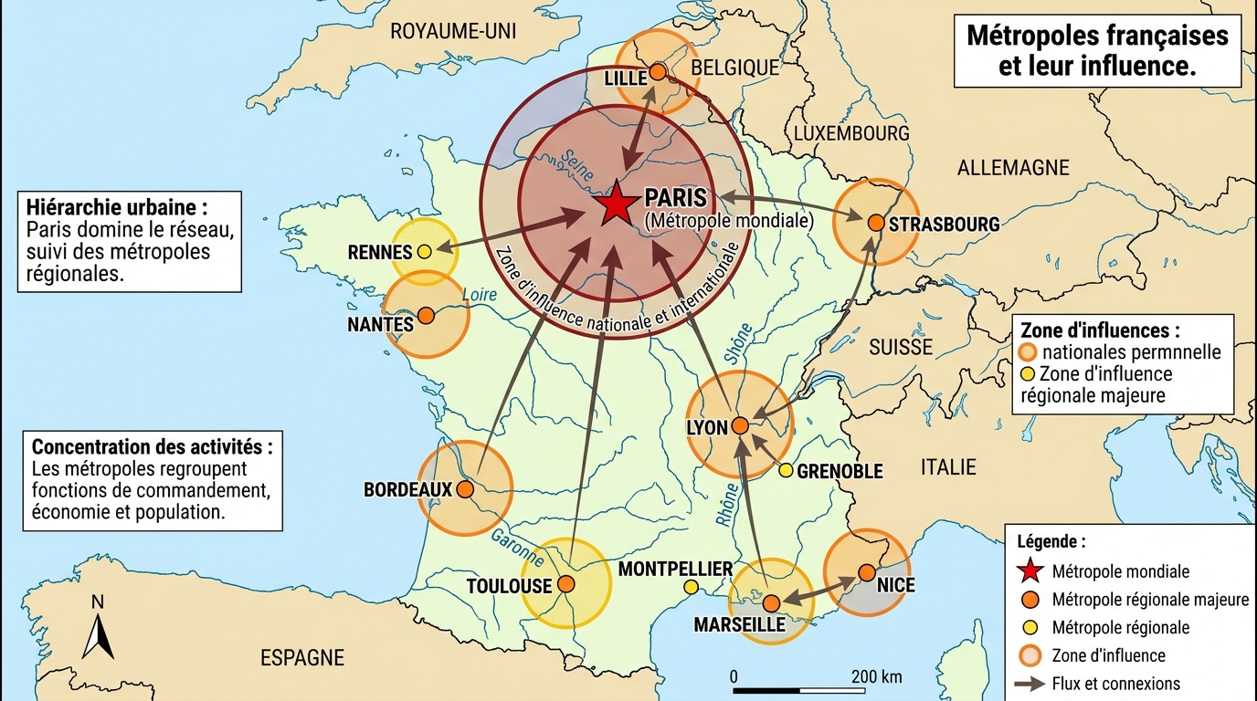 Métropoles françaises et leur influence