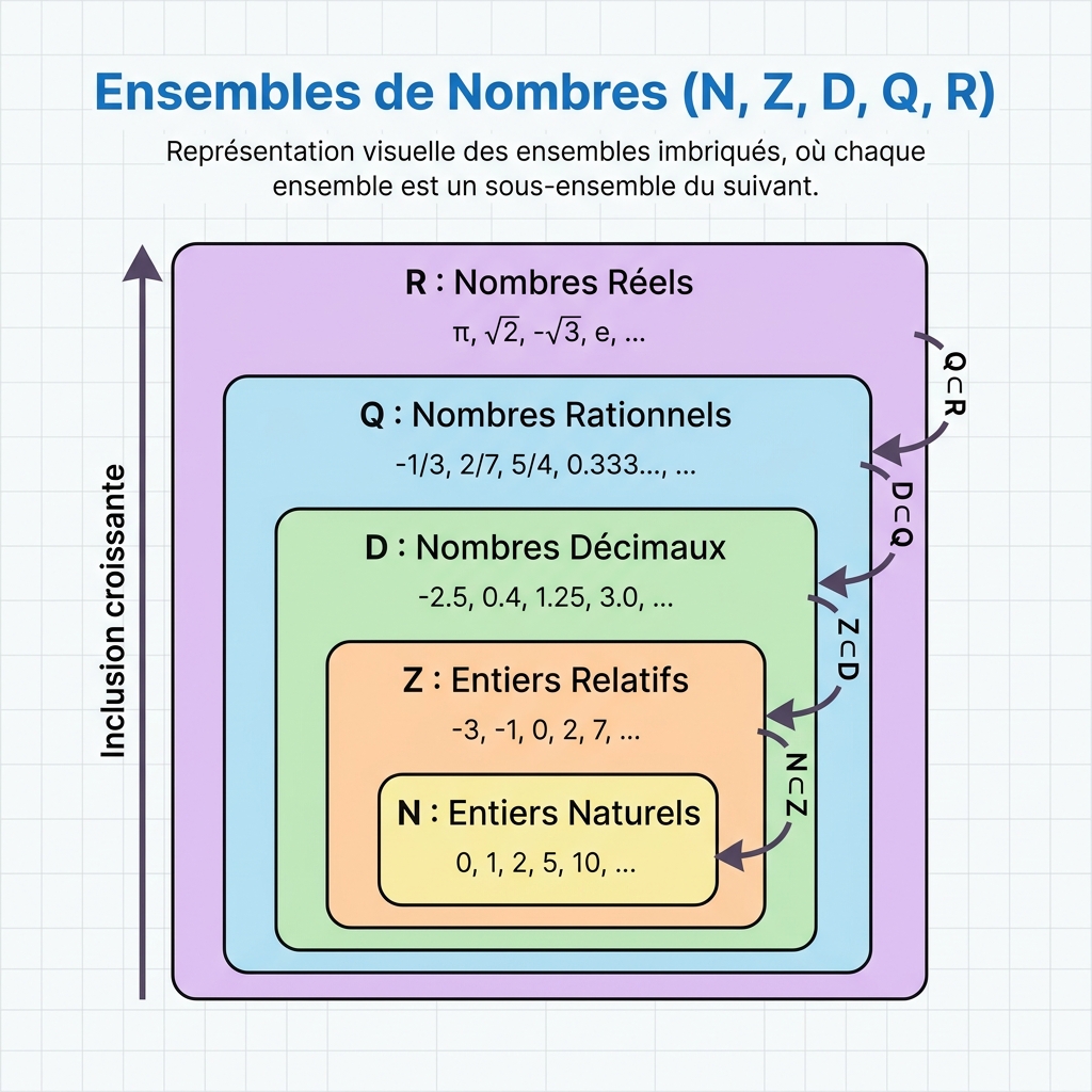 Ensembles de Nombres (N, Z, D, Q, R)